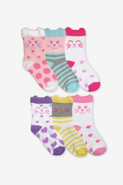 Jefferies Socks Cat Crew Socks 6-Pack