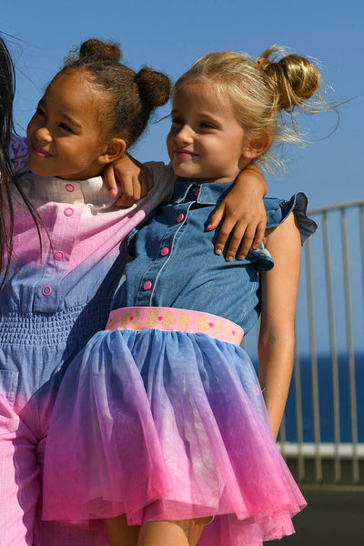 Girls Dress Billieblush Denim Mix