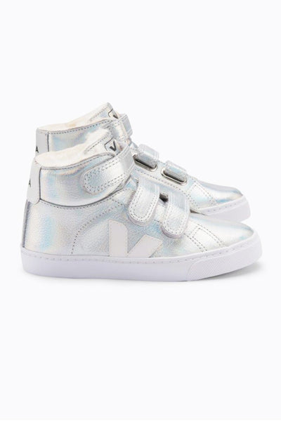 Veja Esplar Shearling High Top Kids Shoes - Unicorn White