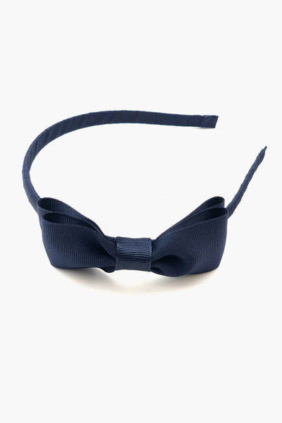 Classic Bow Girls Headband - Navy