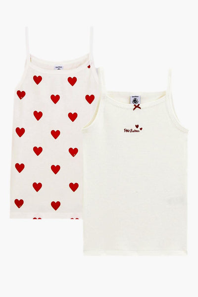 Petit Bateau Girls Underwear 2-Pack Hearts Cami