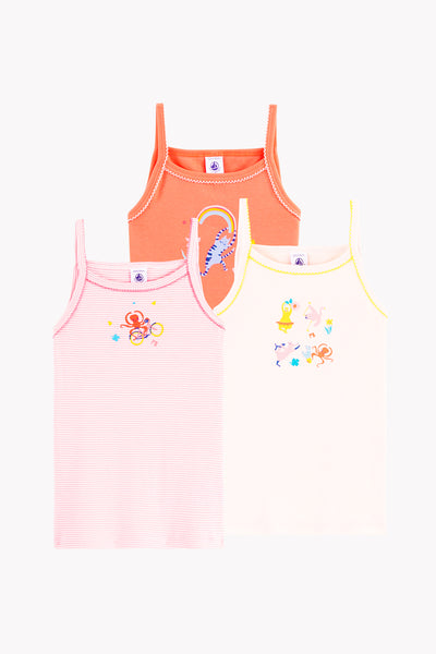 Petit Bateau 3-Pack Dancing Girls Cami Undershirts