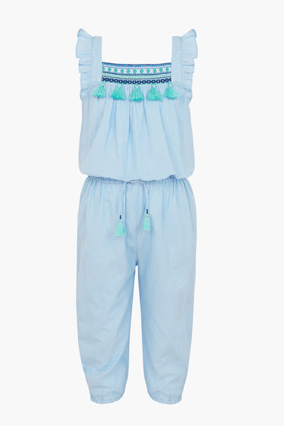 Sunuva Blue Flutter Sleeve Jumpsuit