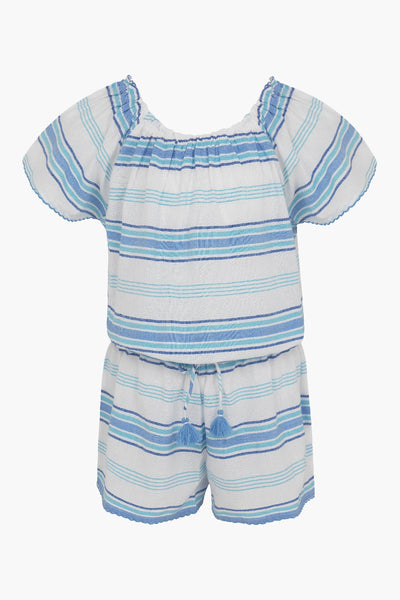 Sunuva Blue Stripe Girls Shorts Playsuit