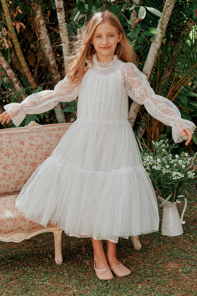 Flower Girls Dress Nellystella Esther Bright White Side