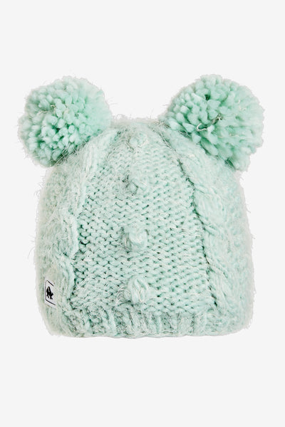 Turtle Fur Fluff Balls Pom Pom Hat- Mint