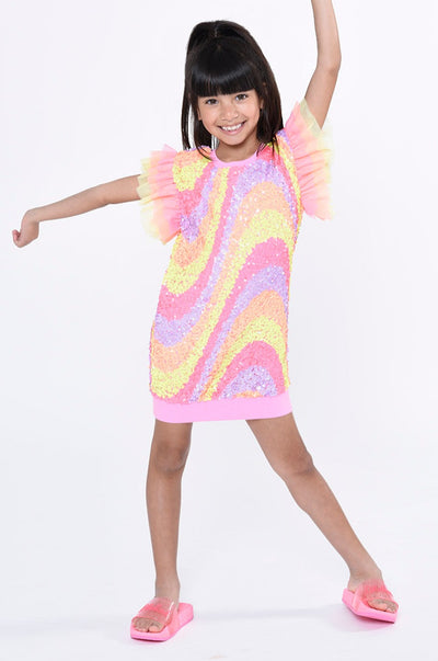 Girls Dress Billieblush Groovy Sequins