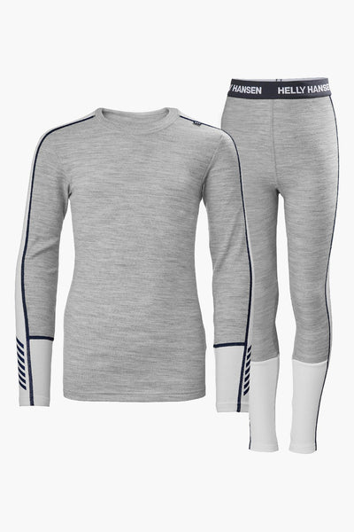 Boys Baselayer Helly Hansen Lifa Merino Midweight Set Grey Melange 