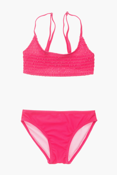 Girls Swimsuit Snapper Rock Lipstick Shirred Crop 