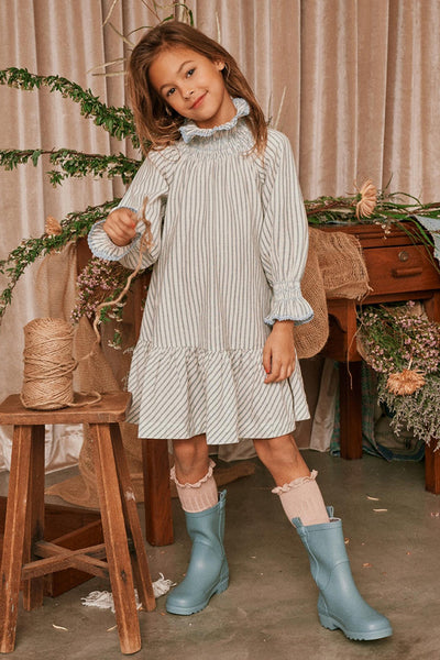 Nellystella Mary-Ann Girls Dress - Farmhouse Stripes