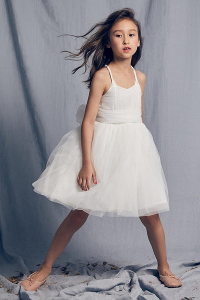 Flower Girls Dress Nellystella Peach Bright White