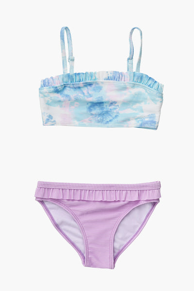 Kids Swimsuit Snapper Rock Sky Dye Frilled Bandeau