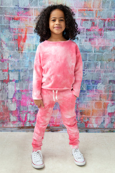 Appaman Stanton Girls Sweatpants - Pink Tie Dye