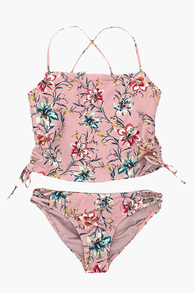 girls tankini pink floral